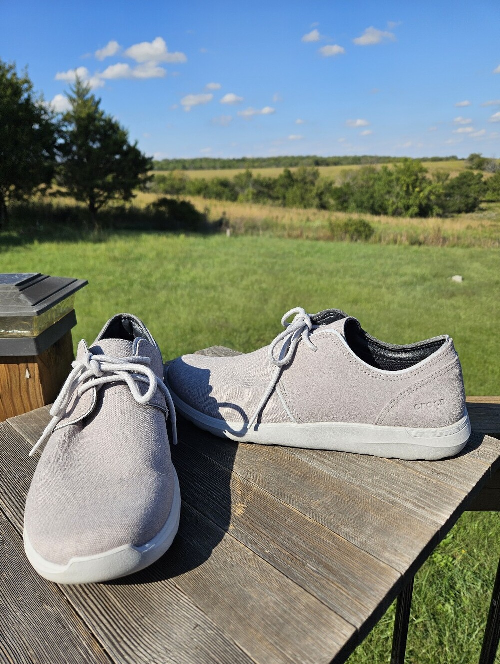 Crocs Kinsale 2 Eye Men 11 Gray Canvas Sneaker Comfort Casual Shoe Lace Up 20422